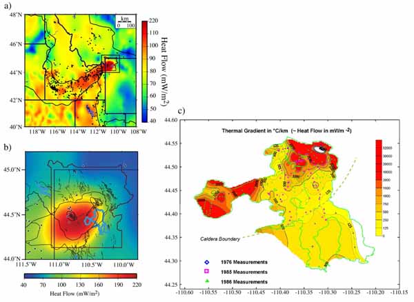 Fig. 4. Heat flow of the Yellowstone and the Snake River Plain.